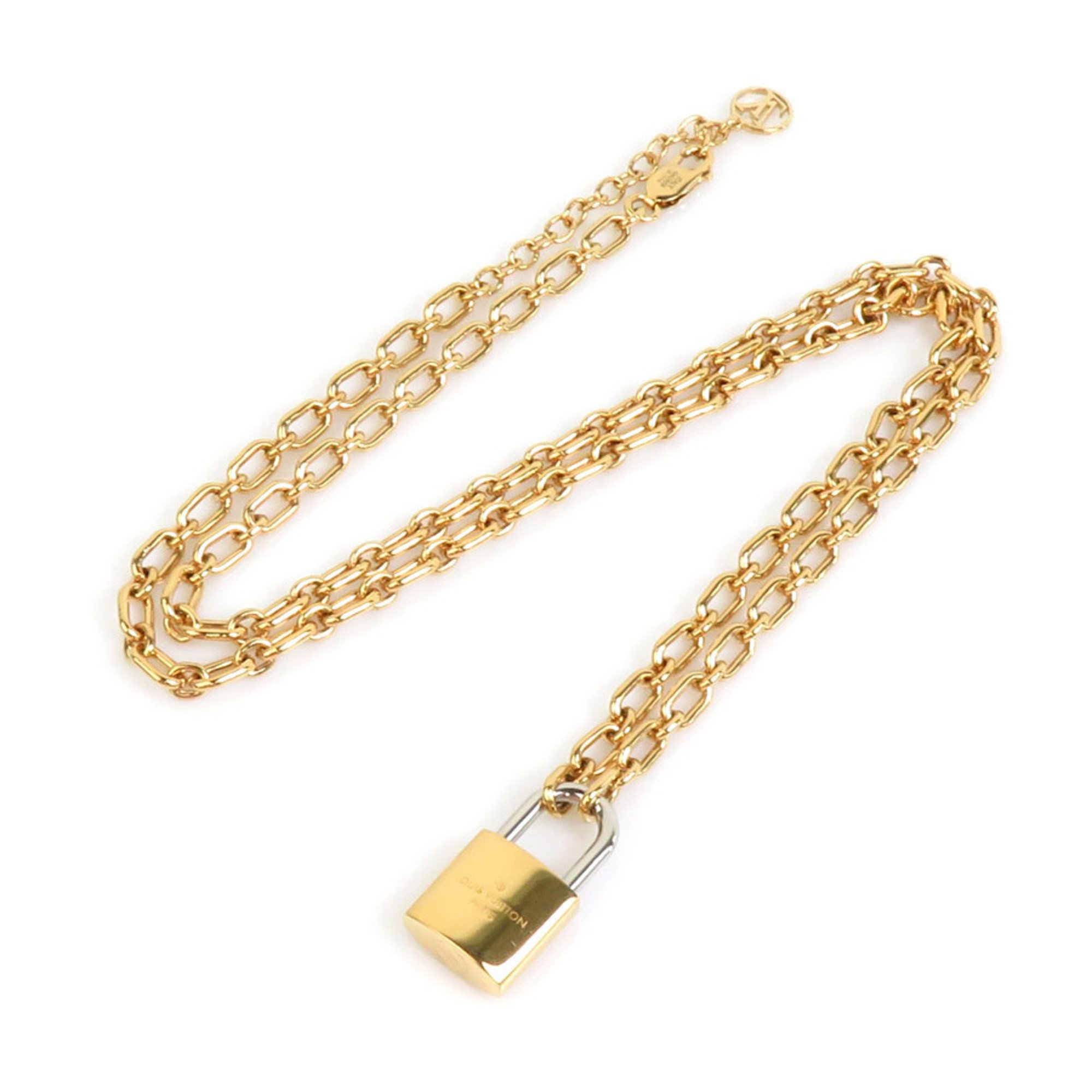 Louis Vuitton LOUIS VUITTON Necklace, Lock Me Metal, Gold x Silver, Men's, Women's, M62858, 55747g