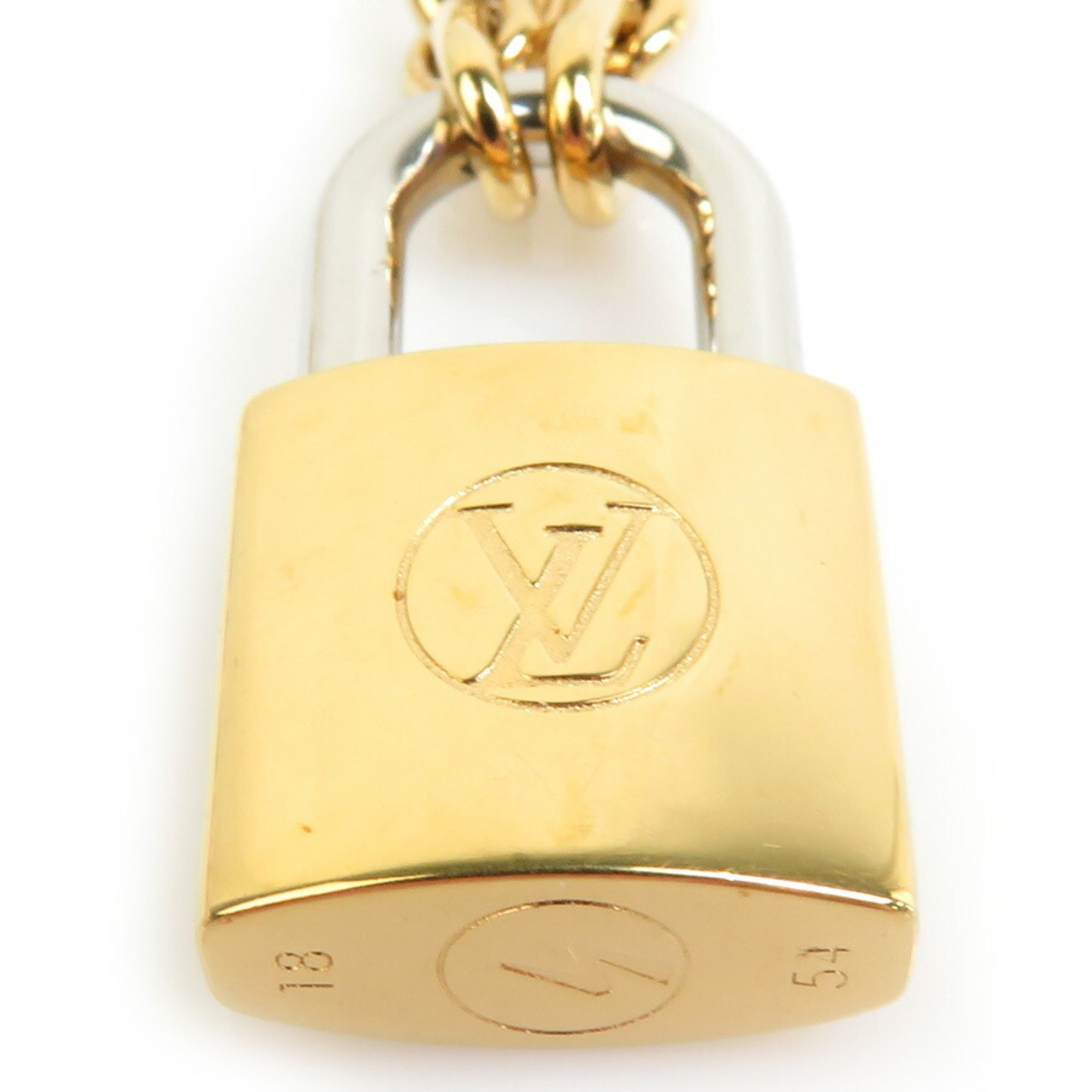 Louis Vuitton LOUIS VUITTON Necklace, Lock Me Metal, Gold x Silver, Men's, Women's, M62858, 55747g