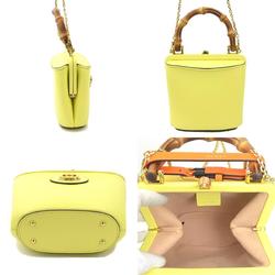 GUCCI Handbag Shoulder Bag Bamboo Leather Yellow Women's 616436 99976g