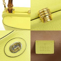 GUCCI Handbag Shoulder Bag Bamboo Leather Yellow Women's 616436 99976g