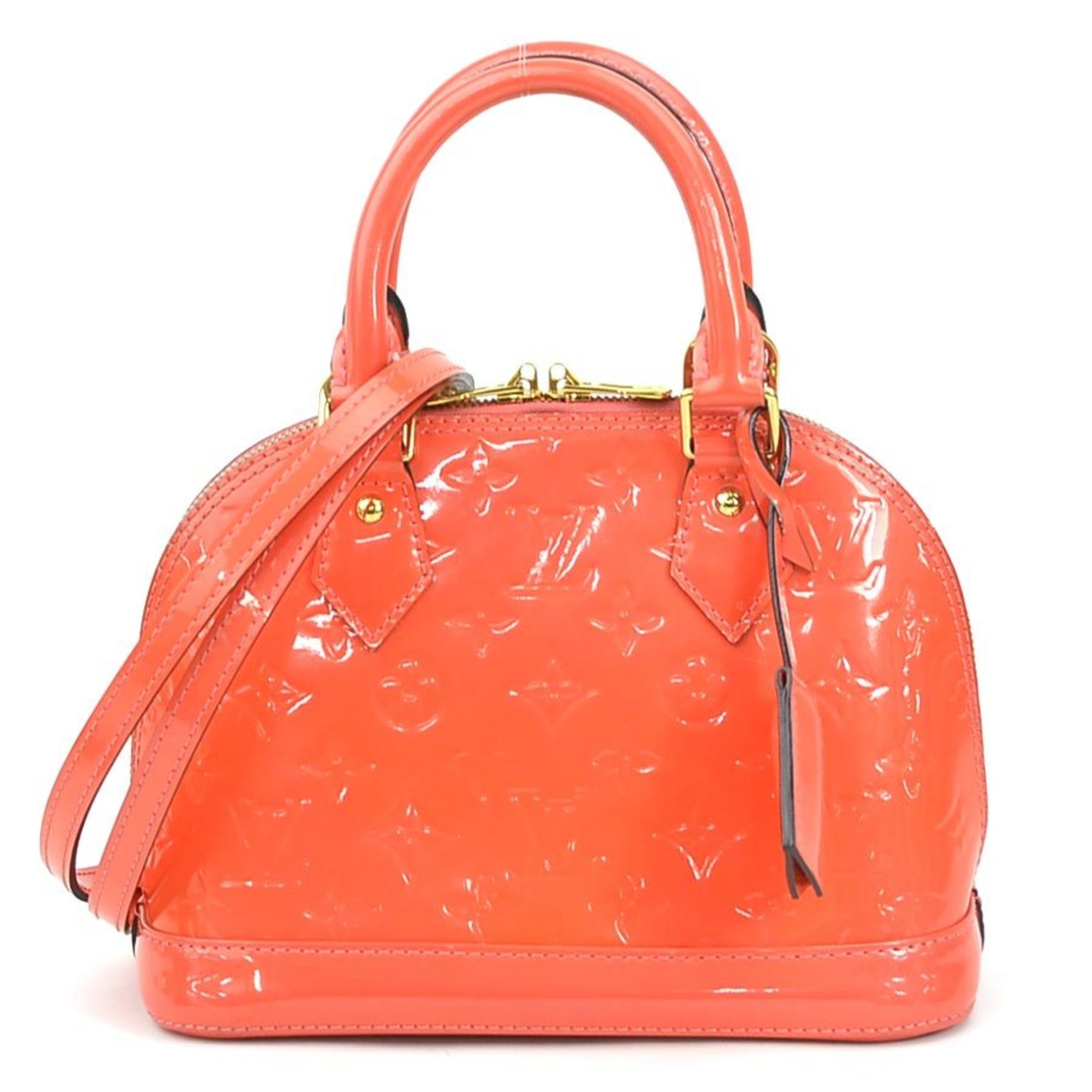 Louis Vuitton LOUIS VUITTON Handbag Shoulder Bag Monogram Vernis Alma BB Patent Leather Orange Pink Gold Women's e59234a