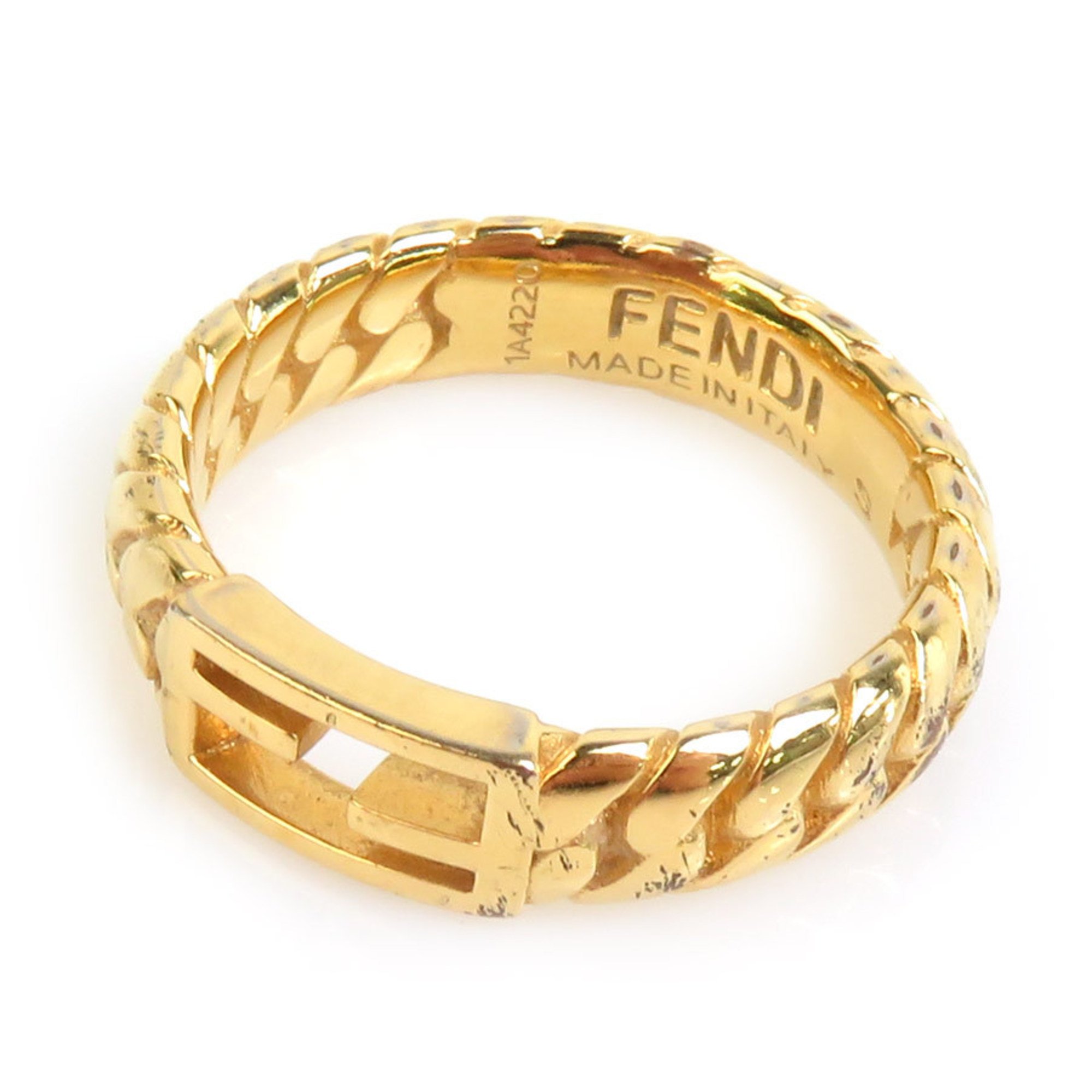 FENDI Ring Baguette Metal Gold Women's 55748k