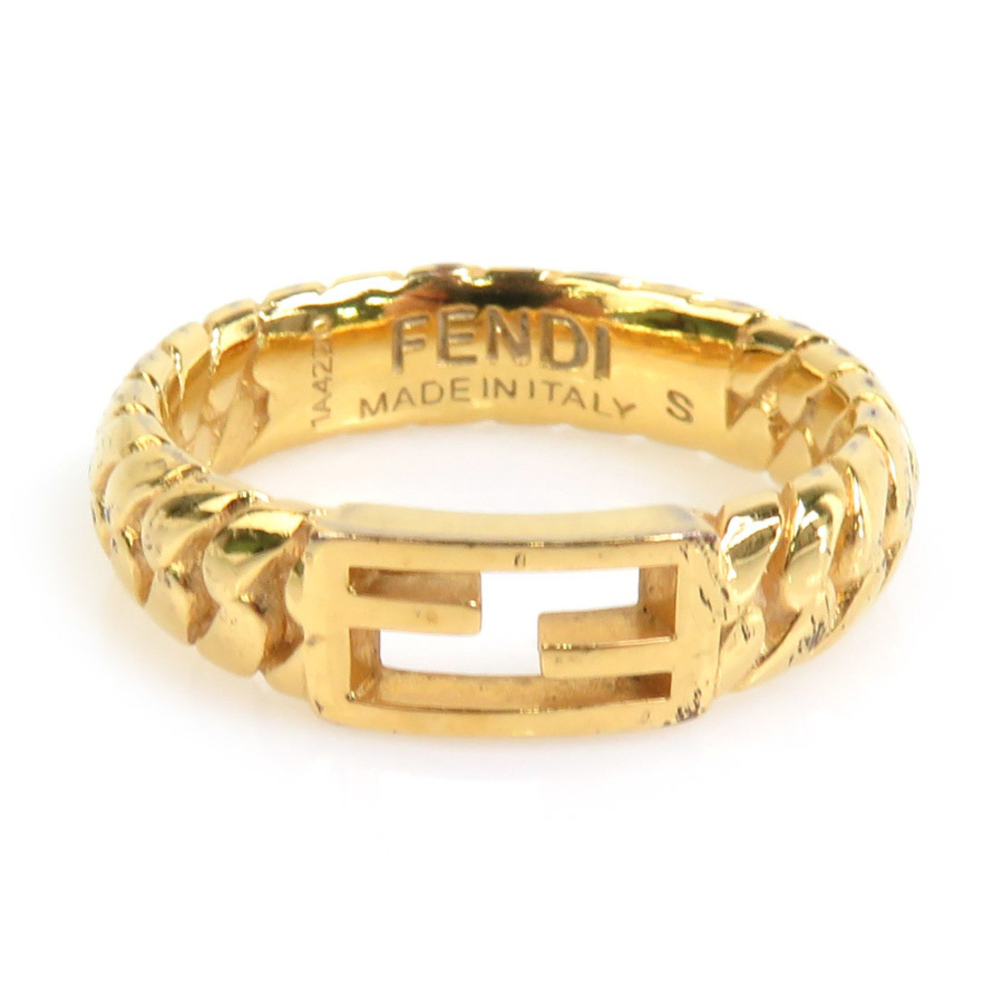 FENDI Ring Baguette Metal Gold Women's 55748k