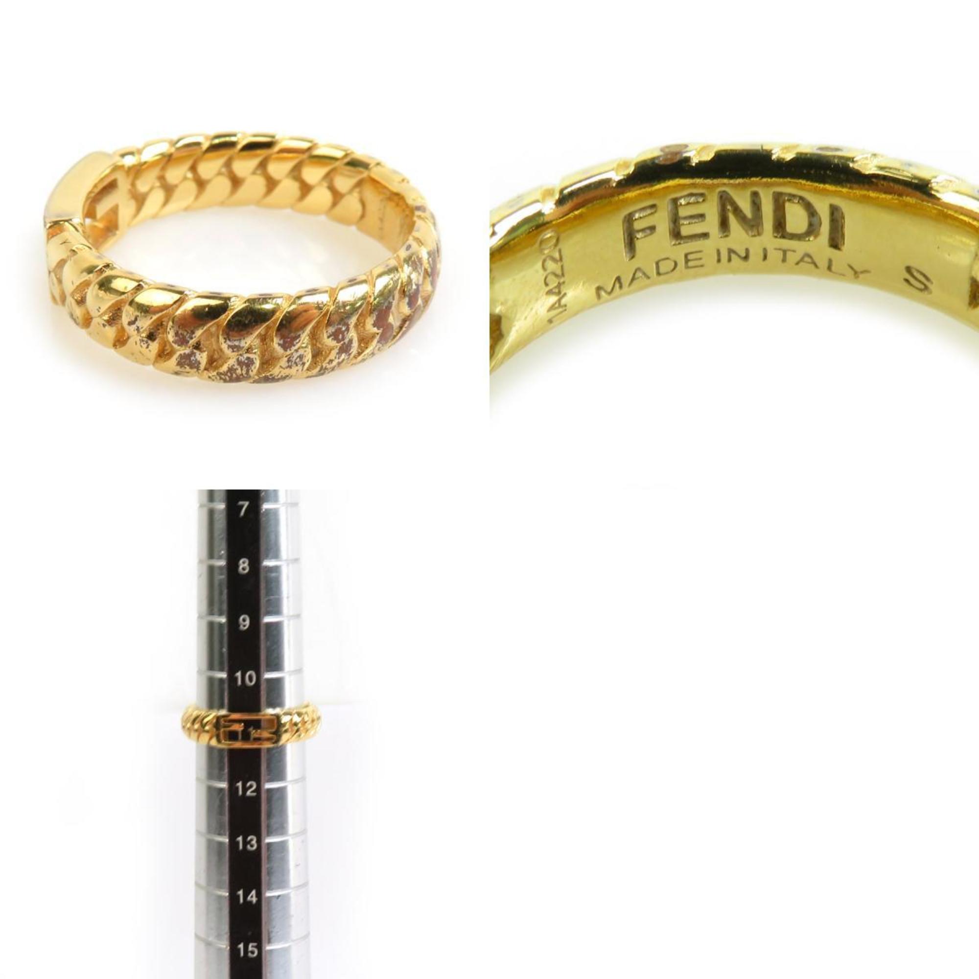 FENDI Ring Baguette Metal Gold Women's 55748k