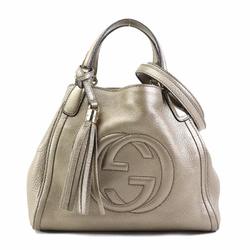 GUCCI Handbag Shoulder Bag Soho Leather Metallic Greige Gold Women's 336751 e59254a