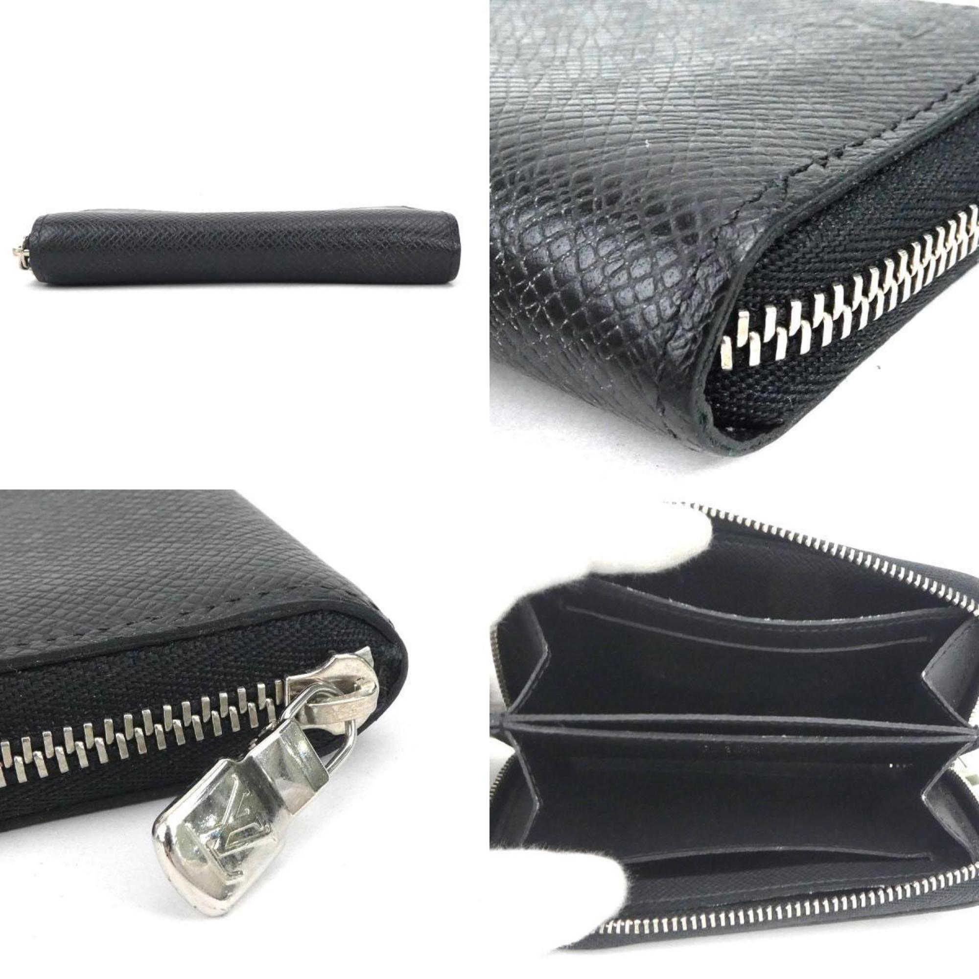 Louis Vuitton LOUIS VUITTON Wallet/Coin Case Taiga Zippy Coin Purse Black Silver Men's M30511 e59239a