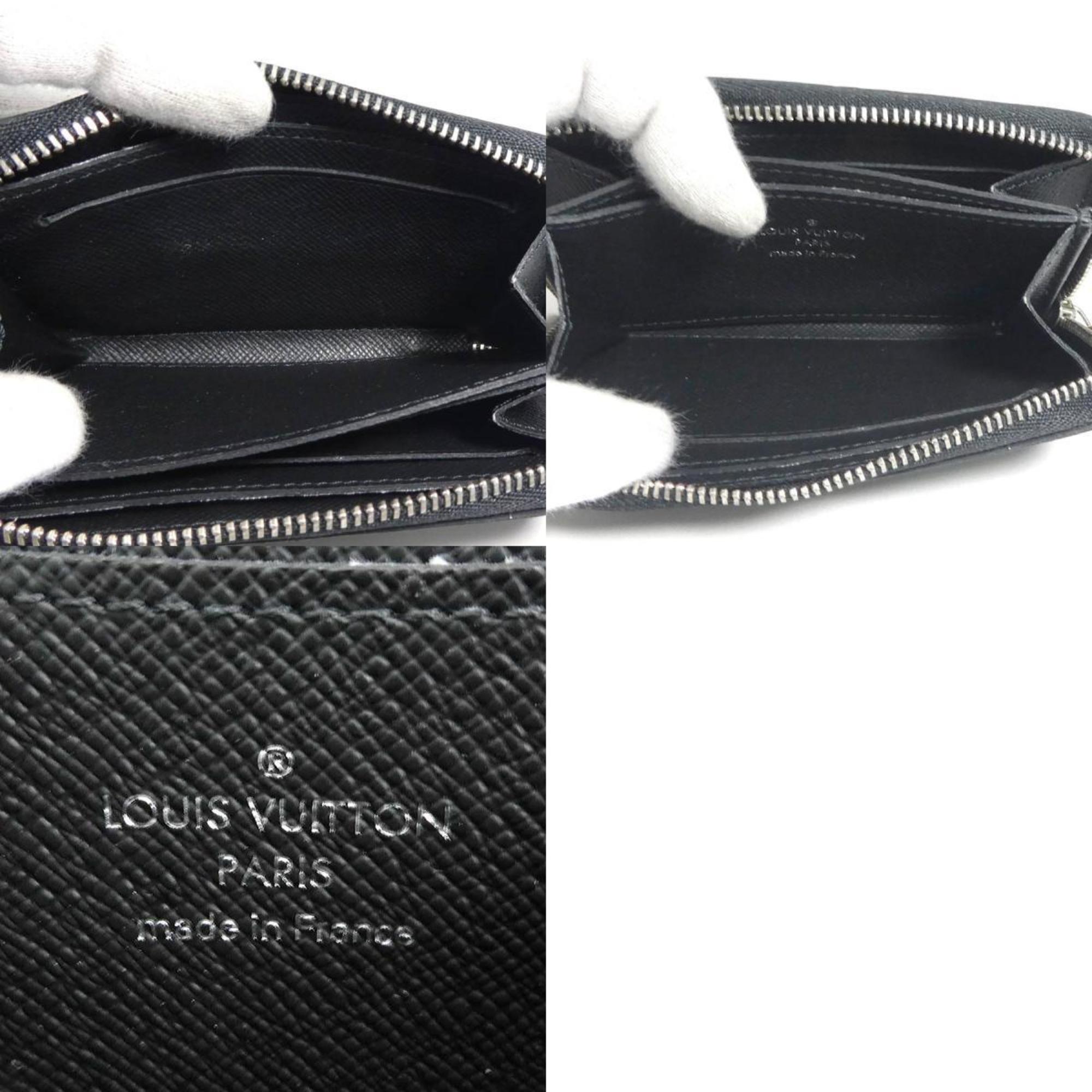 Louis Vuitton LOUIS VUITTON Wallet/Coin Case Taiga Zippy Coin Purse Black Silver Men's M30511 e59239a