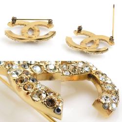 CHANEL Brooch Coco Mark Metal Rhinestone Gold Silver Women's e59245f