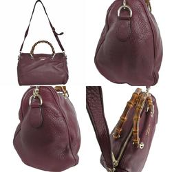 GUCCI Handbag Shoulder Bag Bamboo Leather Bordeaux Women's 353124 s0320a