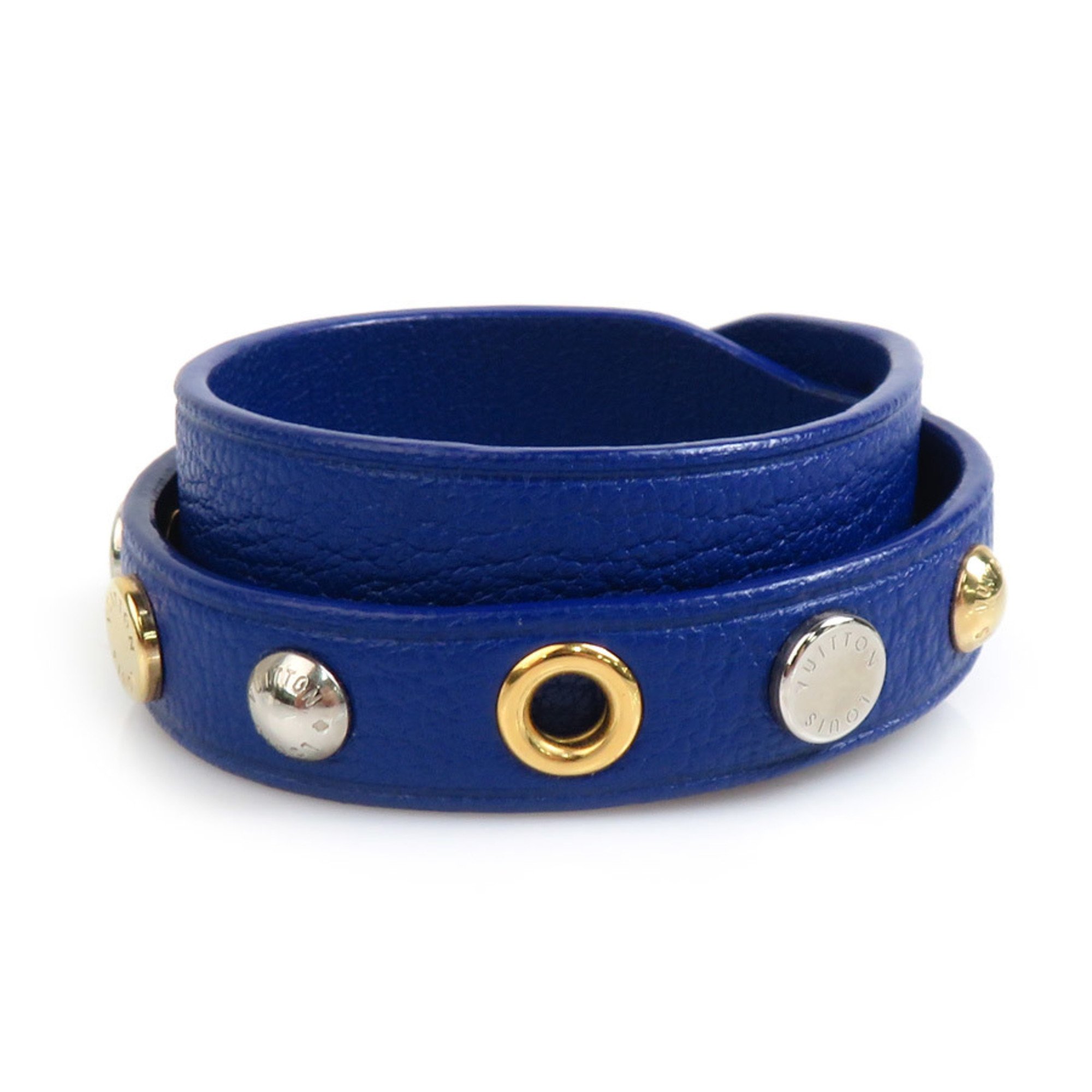 Louis Vuitton LOUIS VUITTON Bracelet Spike It Leather Blue Women's M6693 55750g