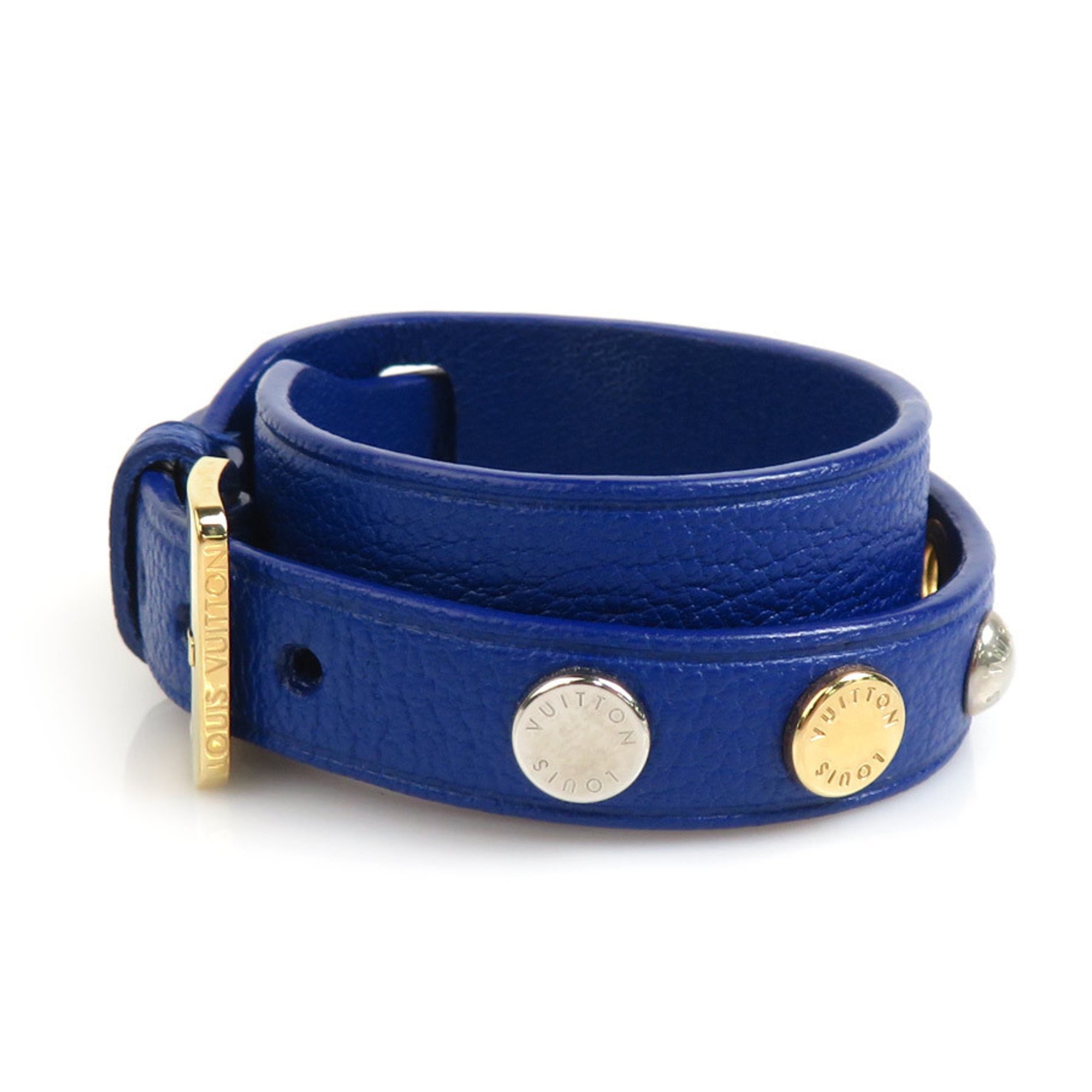 Louis Vuitton LOUIS VUITTON Bracelet Spike It Leather Blue Women's M6693 55750g