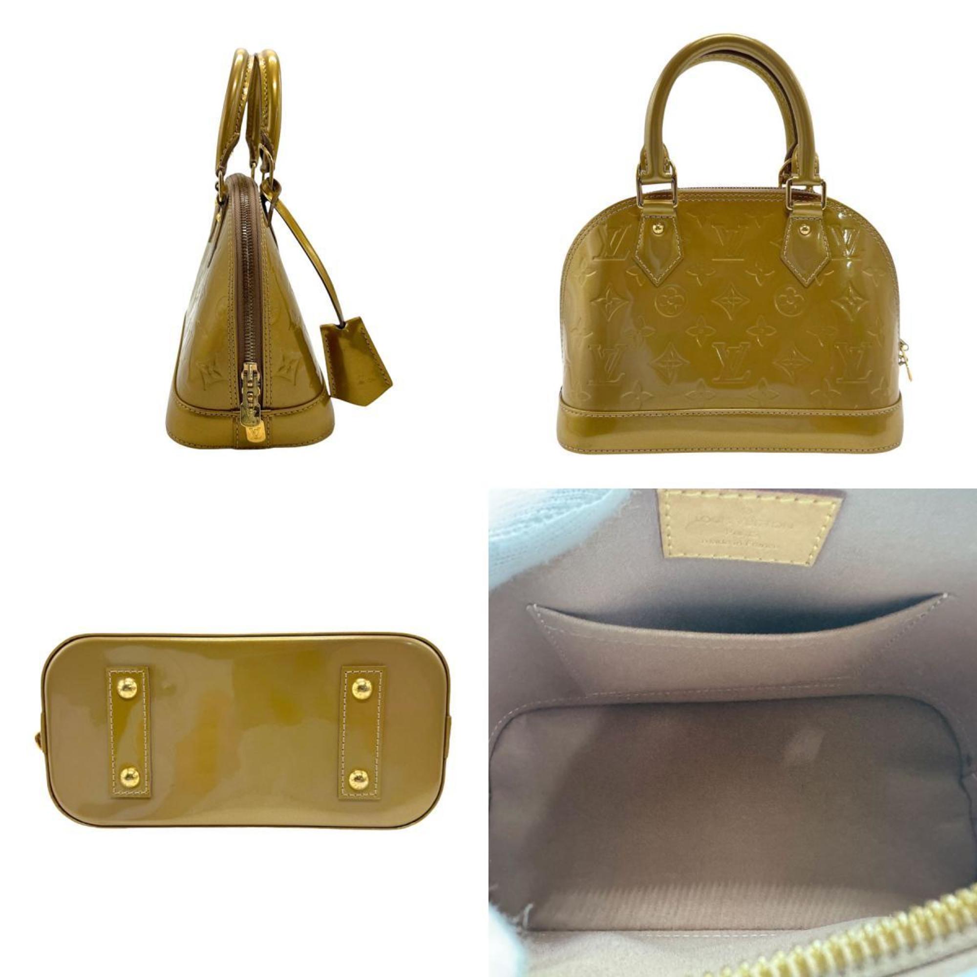 Louis Vuitton LOUIS VUITTON Handbag Shoulder Bag Monogram Vernis Alma BB Beige Poodle Women's M91752 n0428