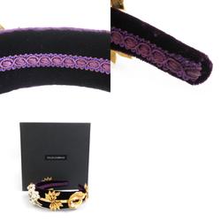 Dolce & Gabbana Headband Velour Metal Faux Pearl Purple Women's 55752m