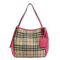 Burberry Shoulder Bag Nylon Canvas Leather Pink x Beige Women's 55728g