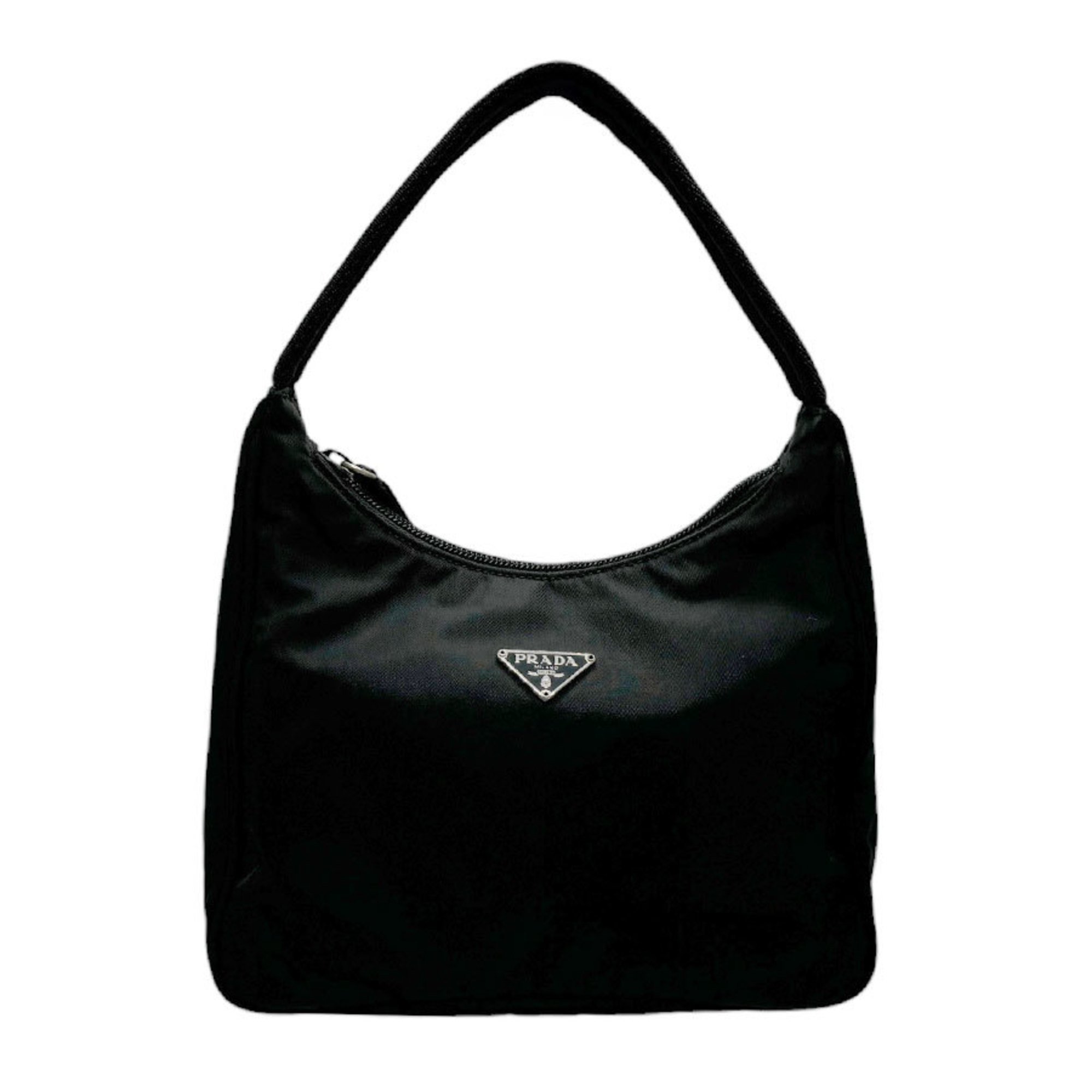 PRADA handbag nylon black silver ladies n0413