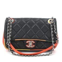 CHANEL Shoulder Bag Matelasse Leather Black Multicolor Silver Women's e59258a