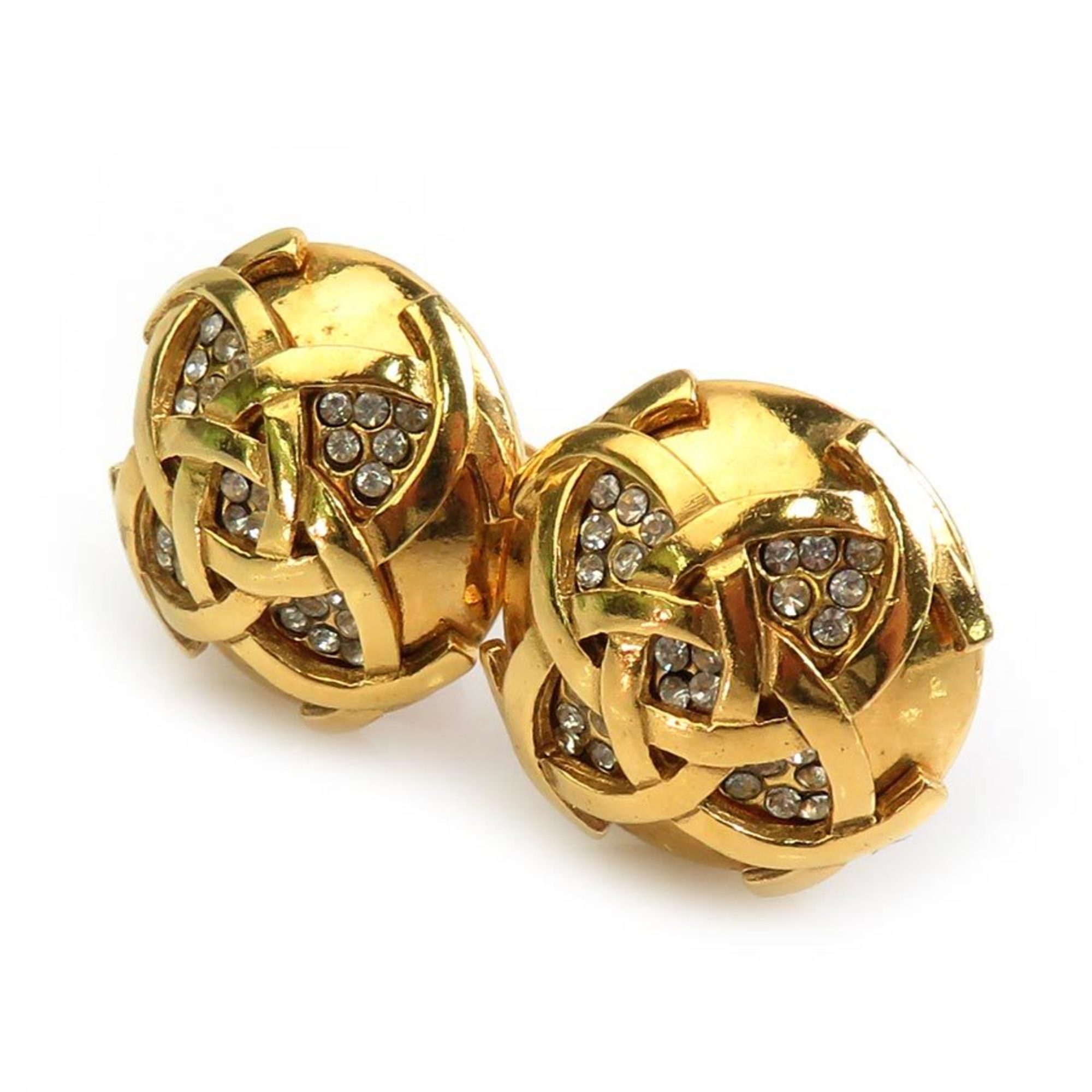 CHANEL Earrings Metal Rhinestone Gold Silver Women's e59267a