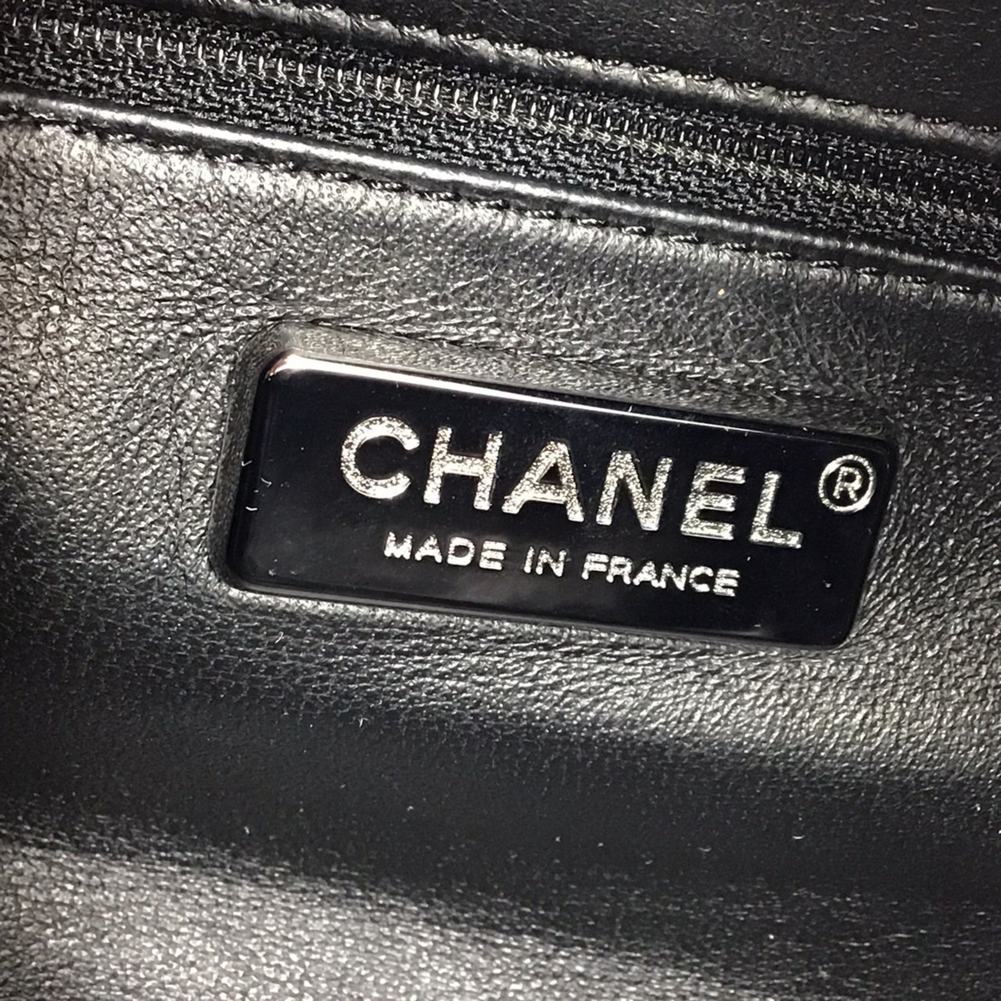 CHANEL Luxury Line Boston Leather Black A31405 Handbag Bag Coco Mark CC Shoulder Women Men