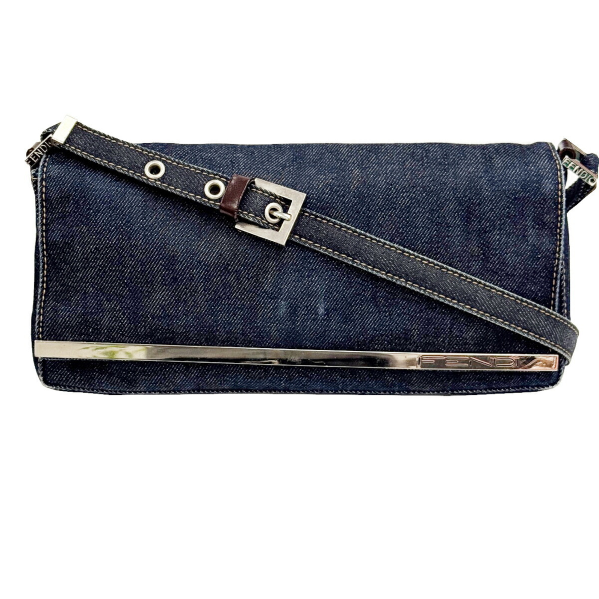 FENDI Shoulder Bag Denim Navy 26640 Women's