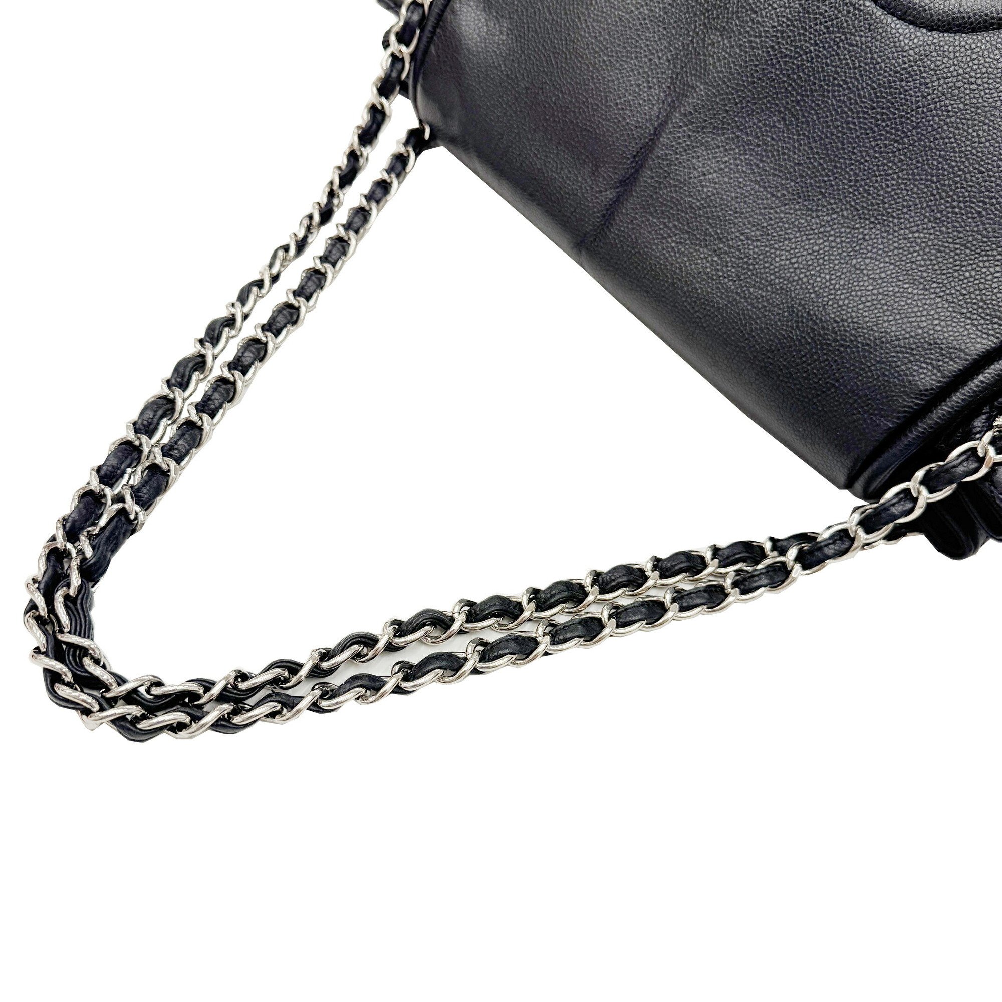 CHANEL Coco Mark Chain Shoulder Bag Caviar Skin Black 14 Series Women's