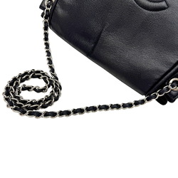 CHANEL Coco Mark Chain Shoulder Bag Caviar Skin Black 14 Series Women's