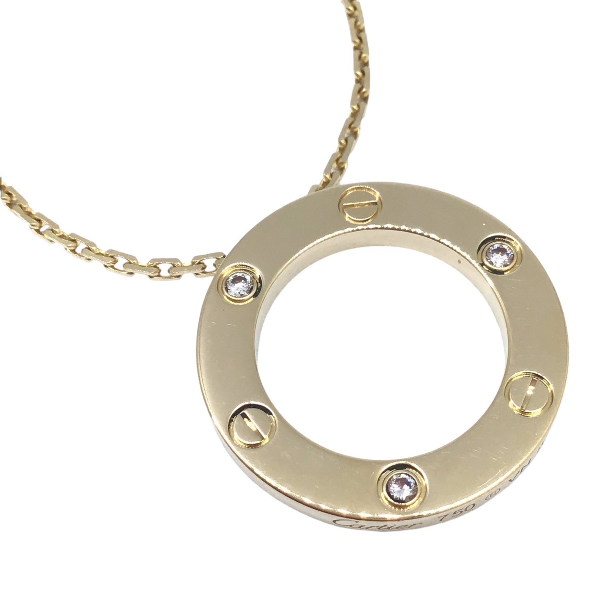 Cartier Love Circle Necklace 3P Diamond B7014500 K18YG Half LOVE Product 18K Yellow Gold Women's Men's