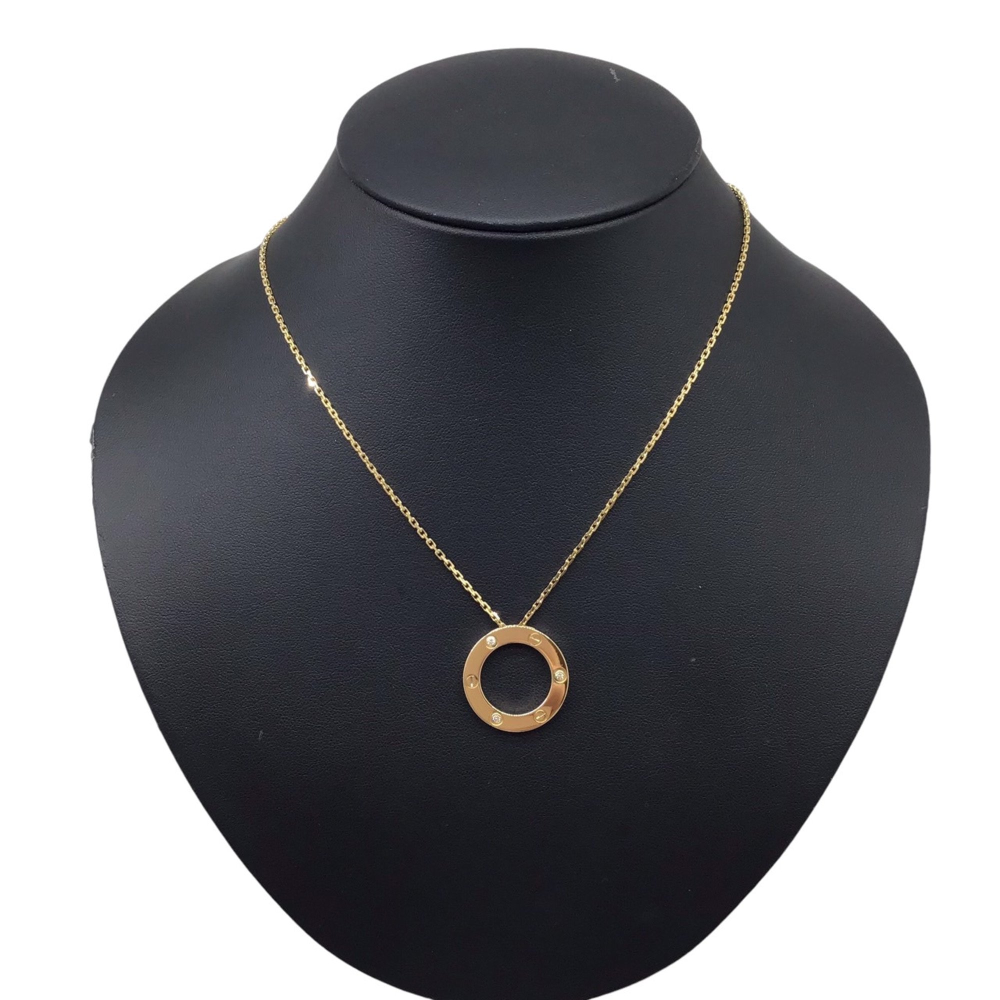 Cartier Love Circle Necklace 3P Diamond B7014500 K18YG Half LOVE Product 18K Yellow Gold Women's Men's