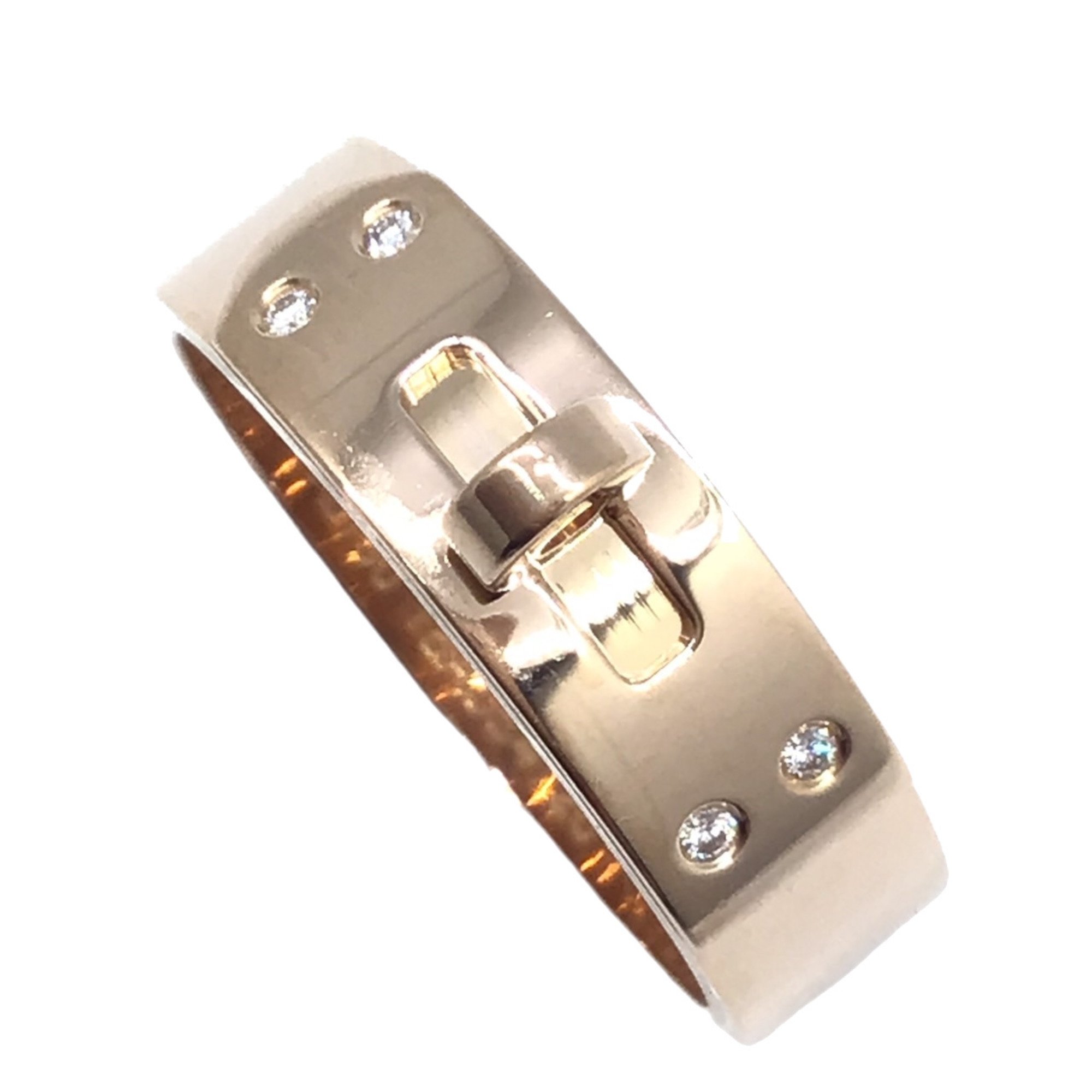 HERMES Kelly PM Ring K18PG 4P Diamond #49 Size Fashion Pink Gold Women's