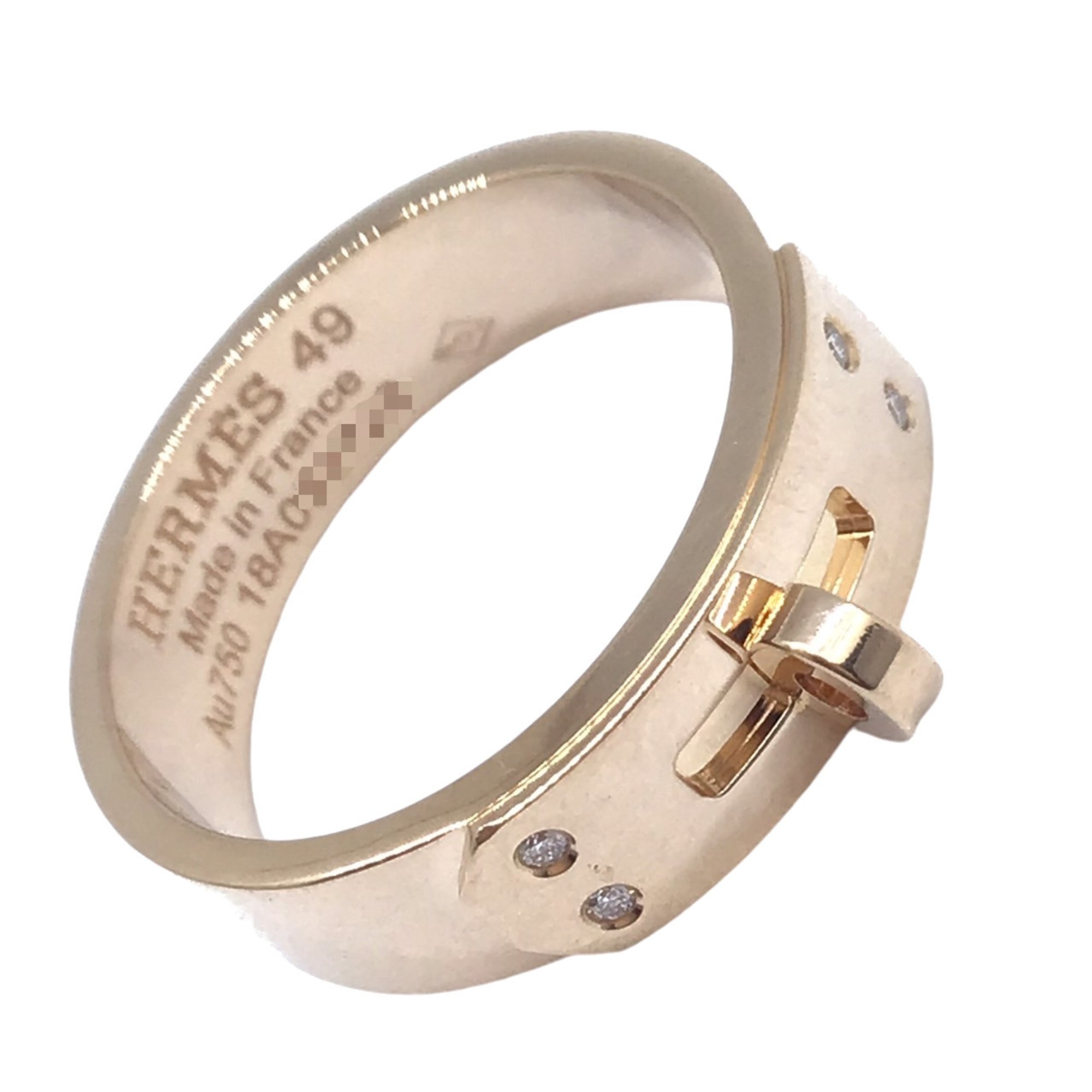 HERMES Kelly PM Ring K18PG 4P Diamond #49 Size Fashion Pink Gold Women's