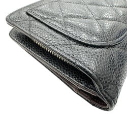 CHANEL Coco Mark Bi-fold Wallet Caviar Skin Black 19 Series Women's