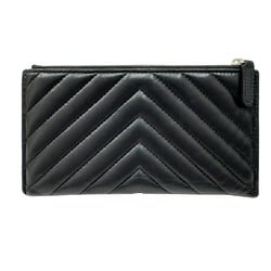 CHANEL V-stitch bill compartment long wallet wallet/coin case card and coin holder lambskin Coco mark multi-case black 25 series ladies men