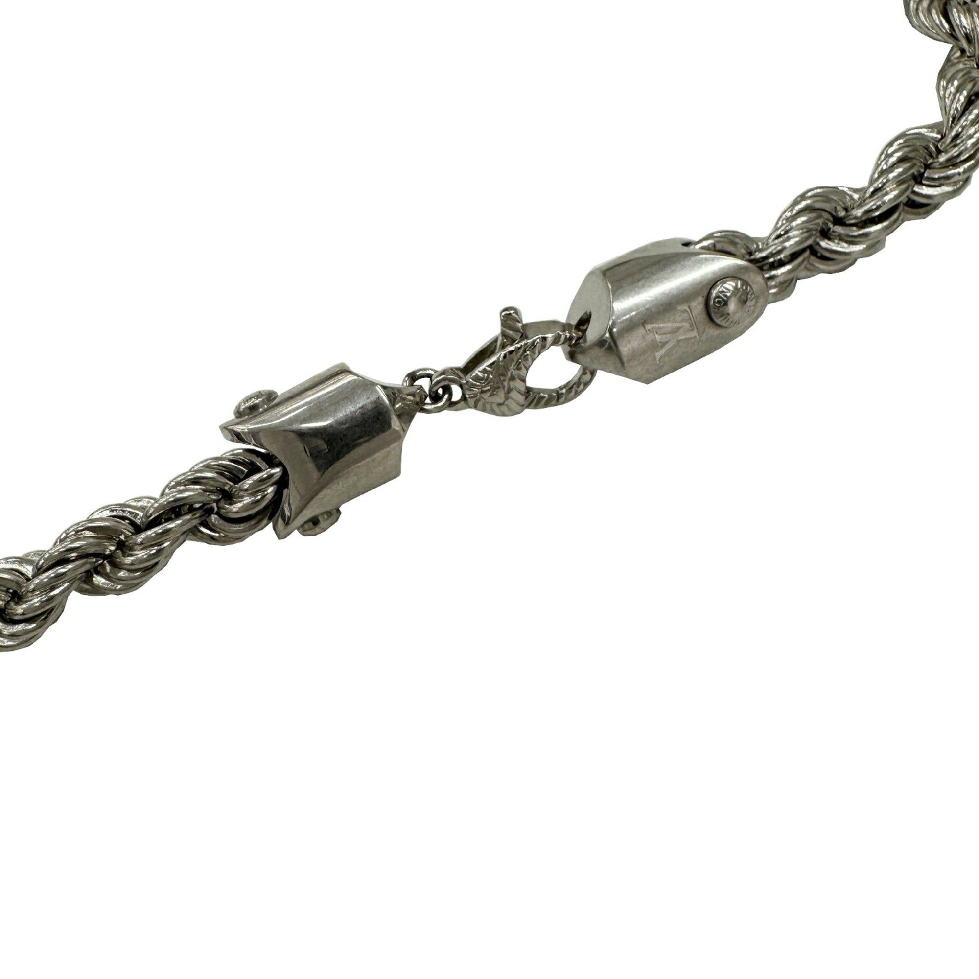 LOUIS VUITTON Louis Vuitton Necklace LV Rope M01748 LE4263 Monogram Silver Stainless Steel Men's