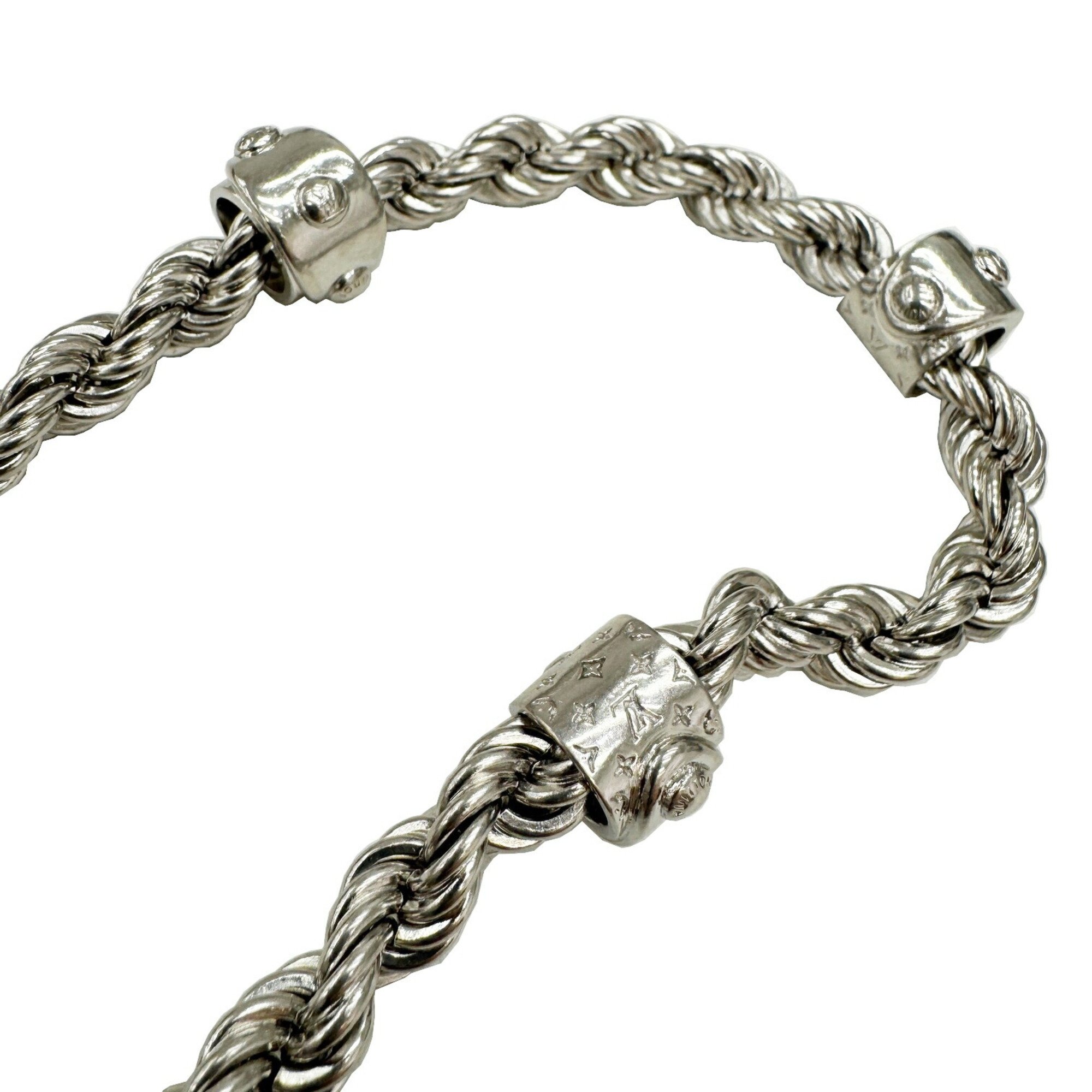 LOUIS VUITTON Louis Vuitton Necklace LV Rope M01748 LE4263 Monogram Silver Stainless Steel Men's