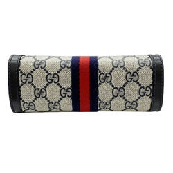 GUCCI Gucci Sherry Line Pouch Navy Grey GG Supreme Canvas