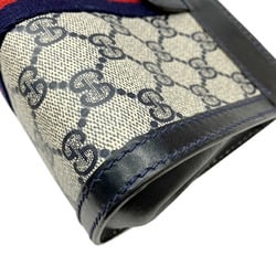 GUCCI Gucci Sherry Line Pouch Navy Grey GG Supreme Canvas