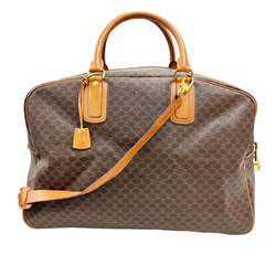 CELINE Boston bag, tote travel macadam pattern, shoulder brown x leather, ladies' bag