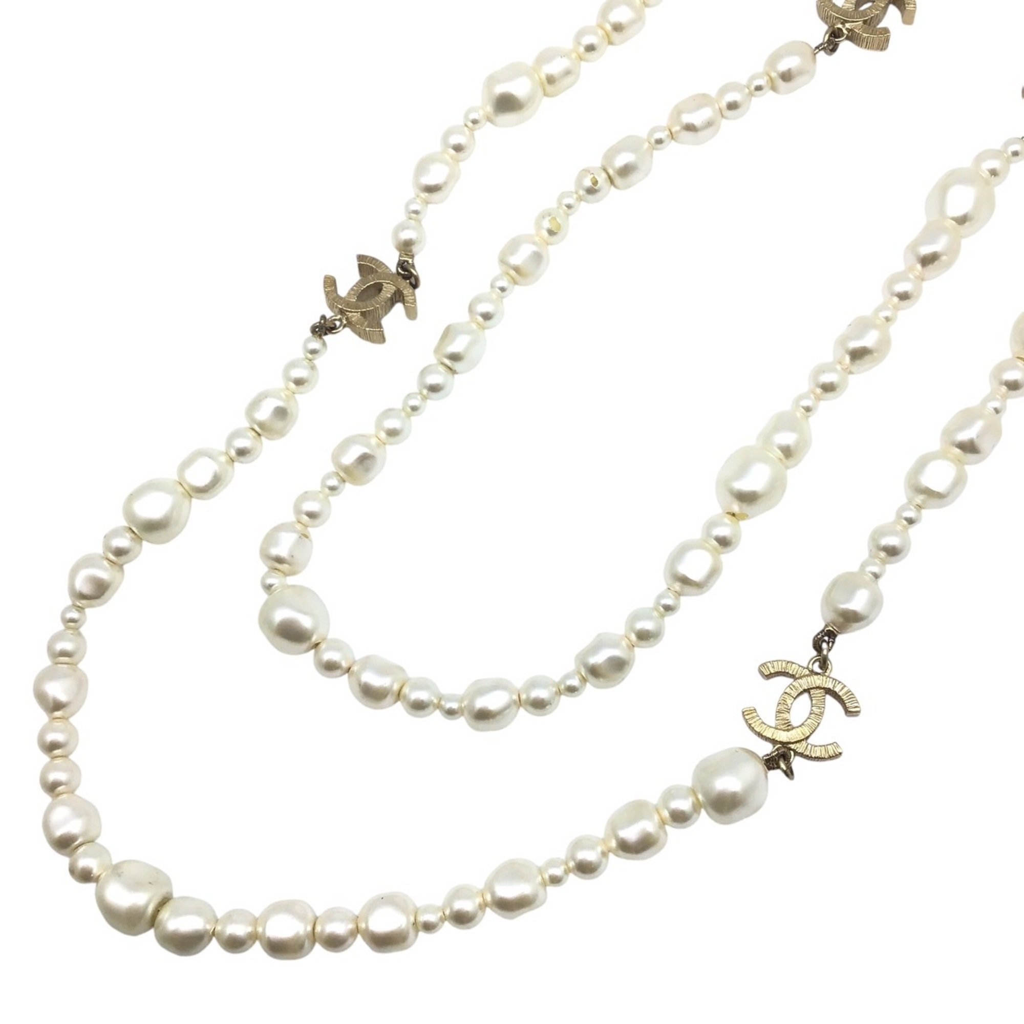 CHANEL Chanel Long Pearl Necklace Fake Plated CC F14V CJ Costume Fashion Accessory 3-strand 2-strand Women's Men's