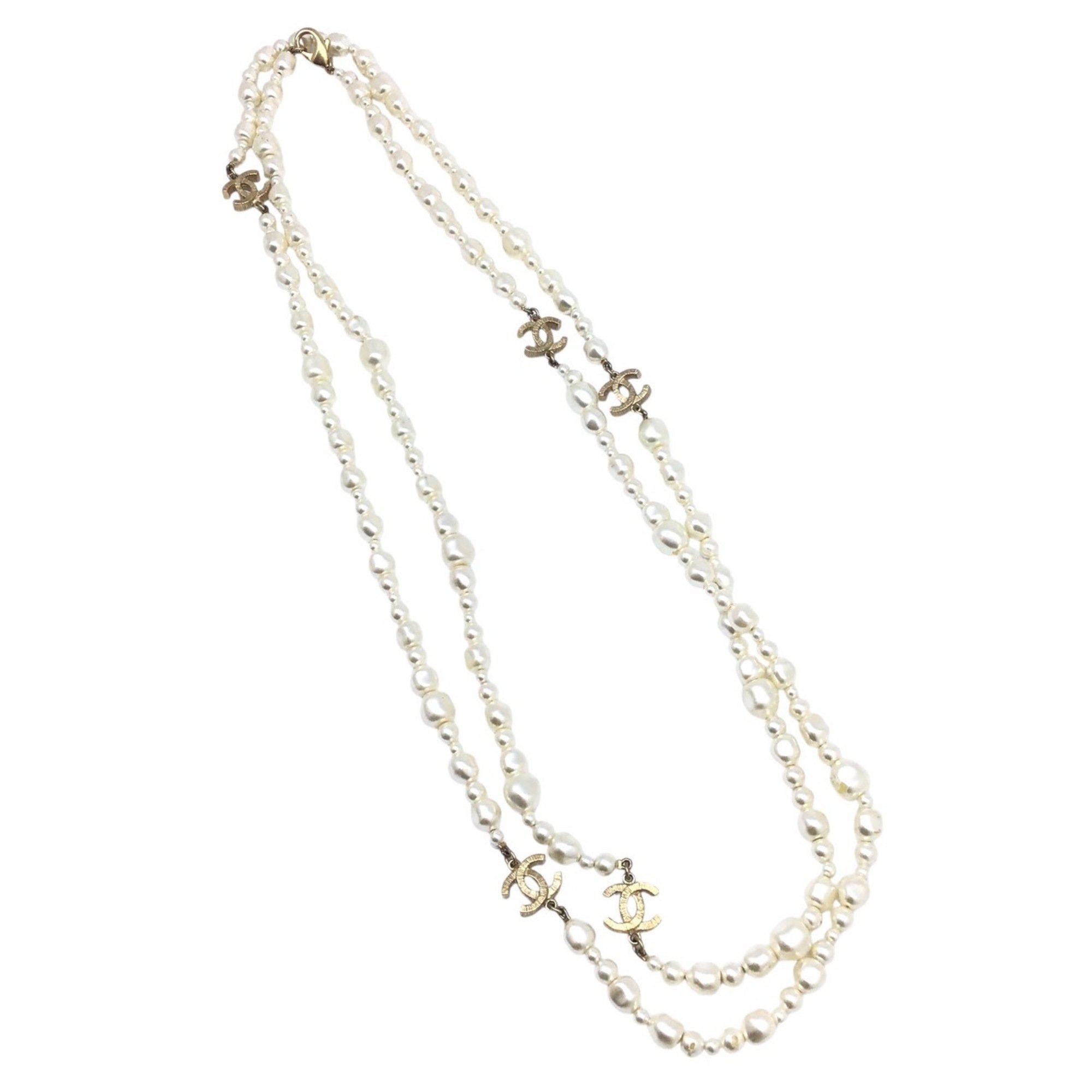 CHANEL Chanel Long Pearl Necklace Fake Plated CC F14V CJ Costume Fashion Accessory 3-strand 2-strand Women's Men's