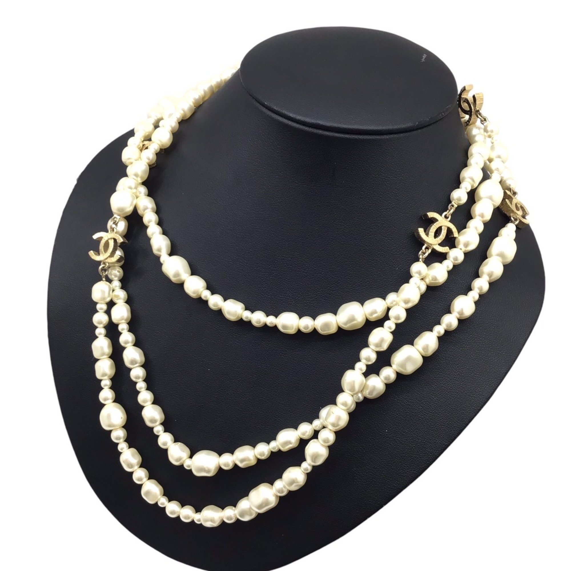 CHANEL Chanel Long Pearl Necklace Fake Plated CC F14V CJ Costume Fashion Accessory 3-strand 2-strand Women's Men's