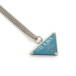 PRADA Necklace Triangle Metal Blue x Silver Men's Women's 55751k