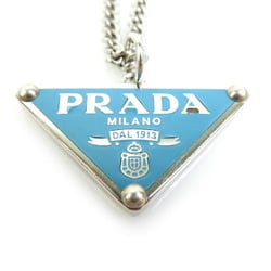 PRADA Necklace Triangle Metal Blue x Silver Men's Women's 55751k