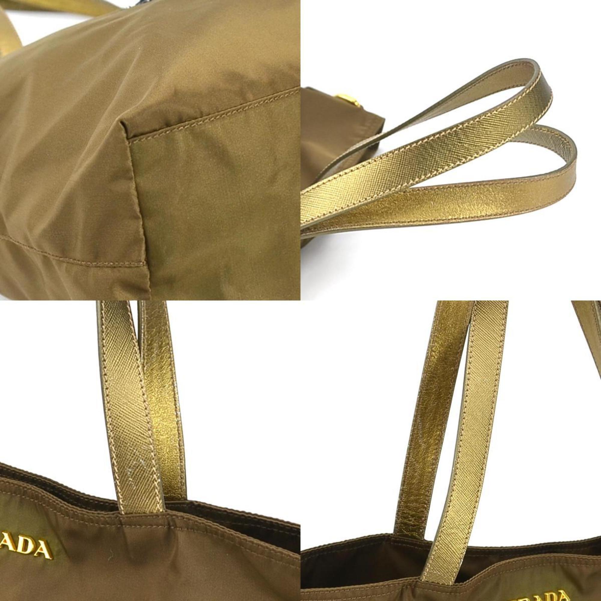 PRADA handbag tote bag bear teddy nylon khaki ladies 55735g