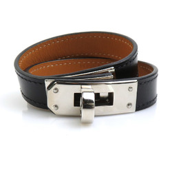 Hermes HERMES Bracelet Kelly Leather Metal Black Silver Men's Women's e59243g