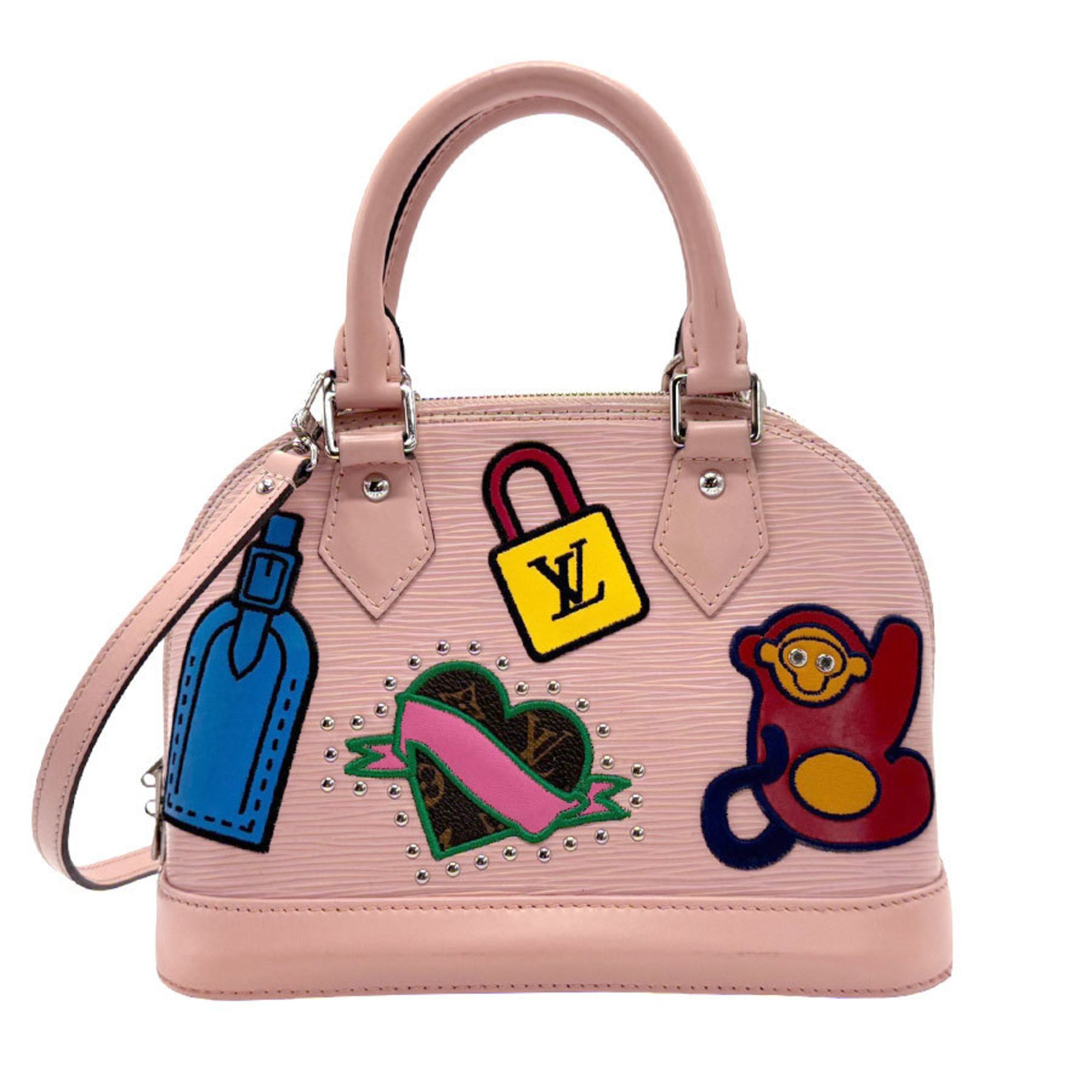 Louis Vuitton LOUIS VUITTON Handbag Shoulder Bag Epi LV Stories Alma BB Leather Light Pink Multicolor Silver Women's M52481 z2079