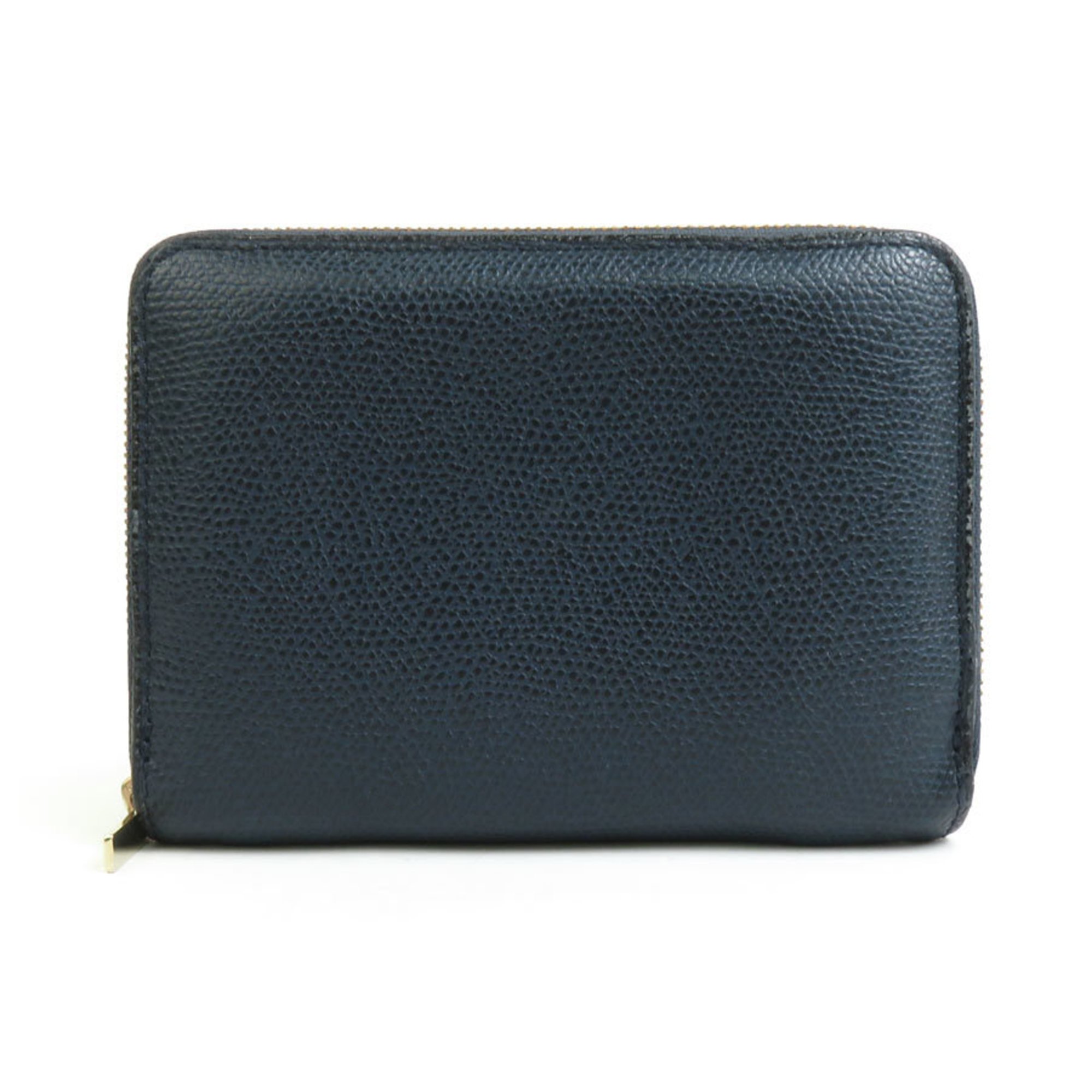 Valextra Wallet/Coin Case Compact Wallet Leather Navy Men's Women's 55746g