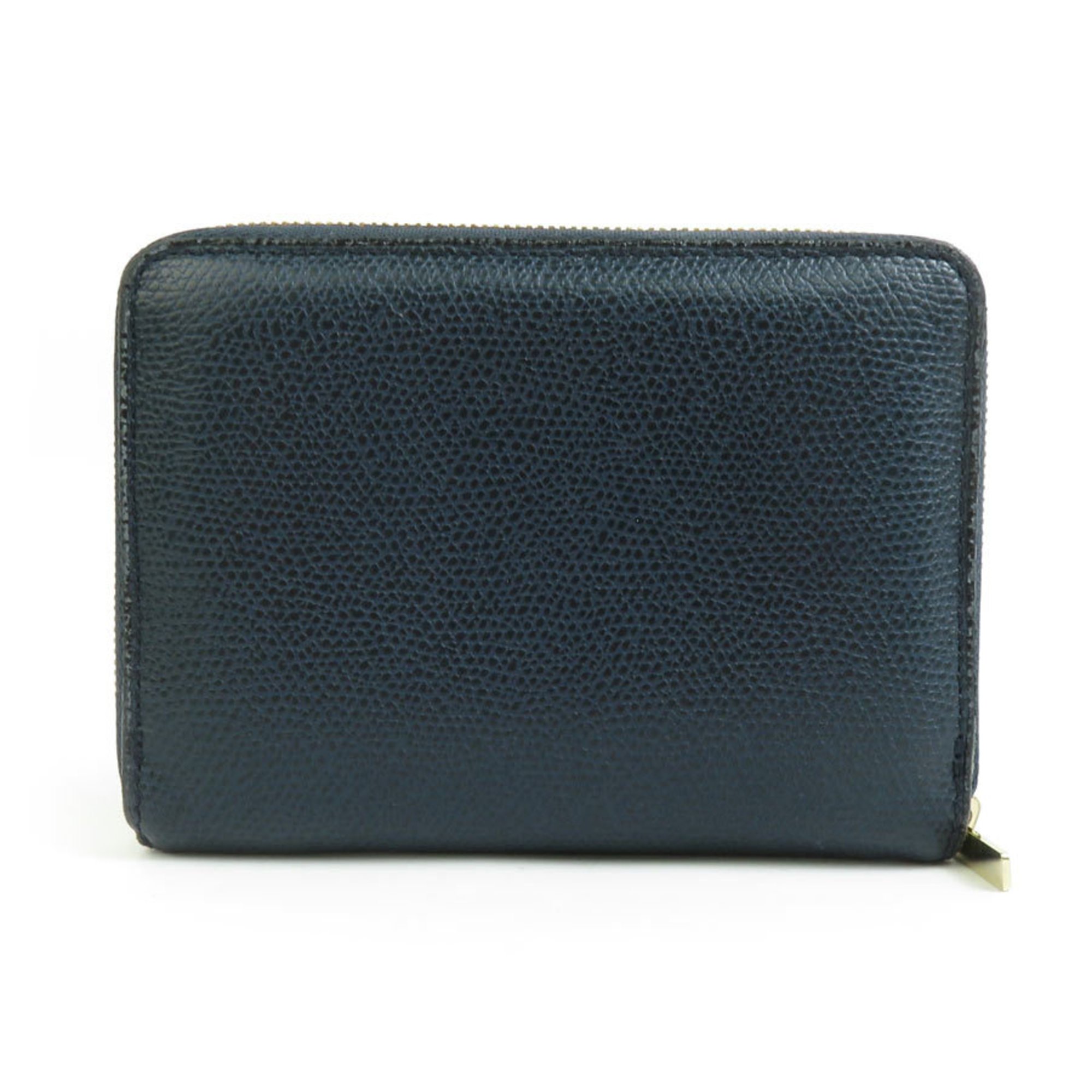 Valextra Wallet/Coin Case Compact Wallet Leather Navy Men's Women's 55746g