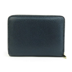 Valextra Wallet/Coin Case Compact Wallet Leather Navy Men's Women's 55746g