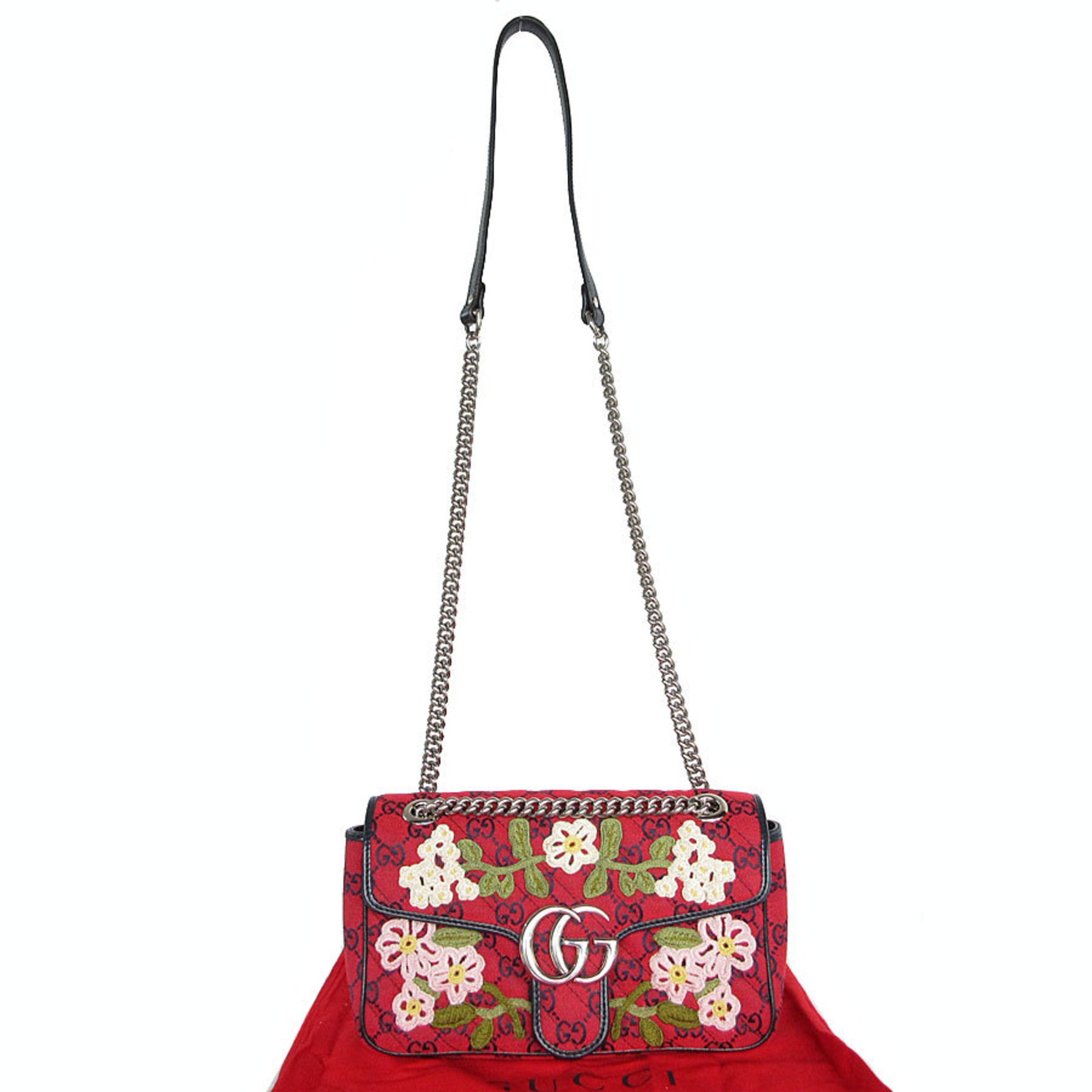 GUCCI Shoulder Bag GG Canvas Red Women's 443497 s0325g