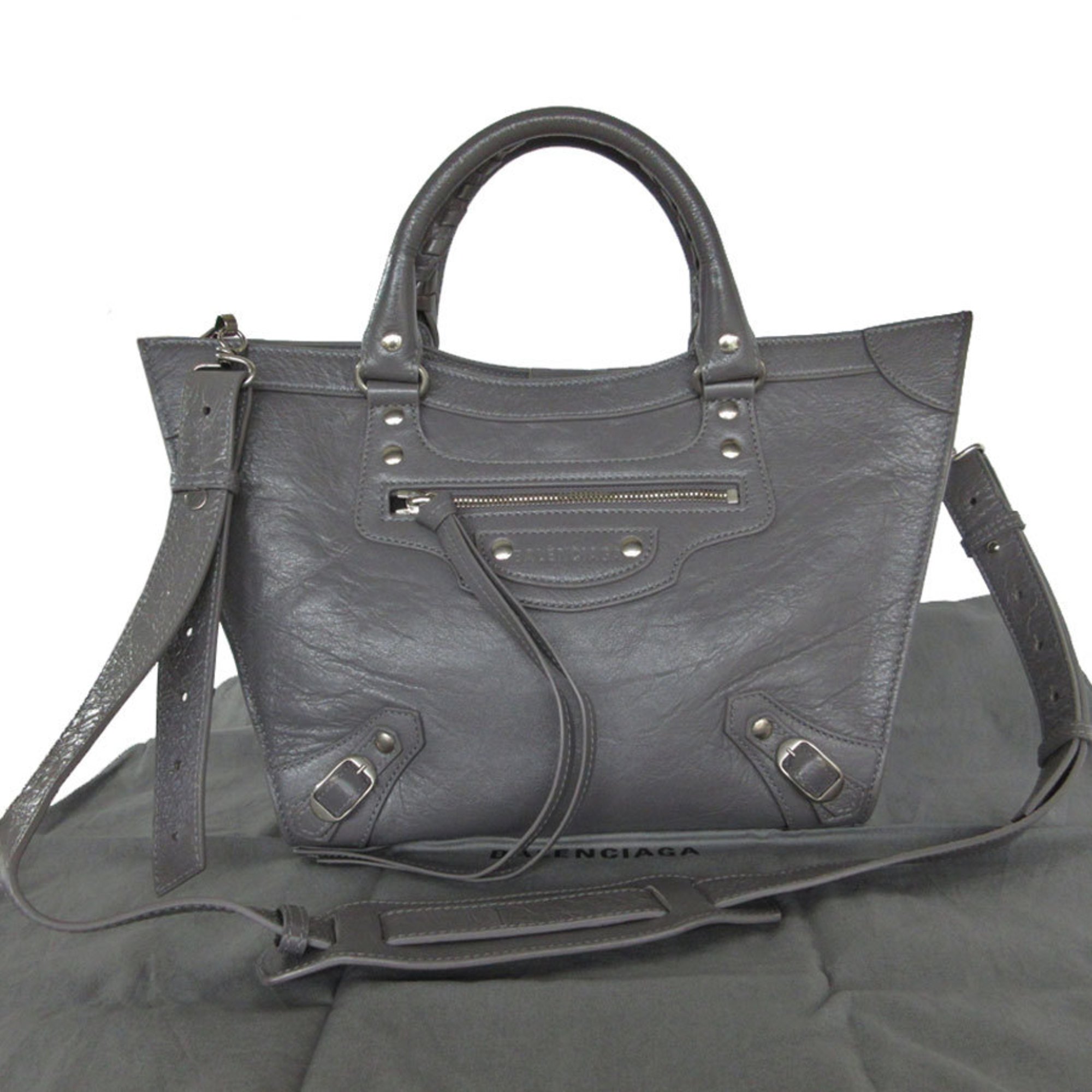 BALENCIAGA Handbag Shoulder Bag Neo Classic M Leather Grey Women's 702502 s0316a