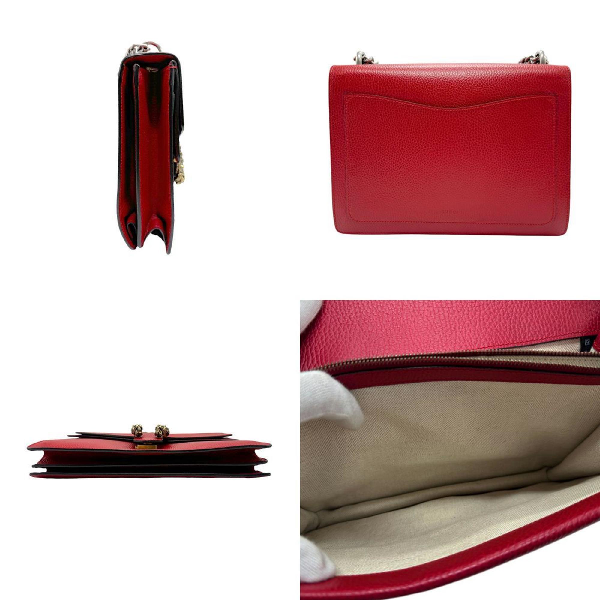 GUCCI Dionysus Shoulder Bag Leather Red Women's 403348 z2544